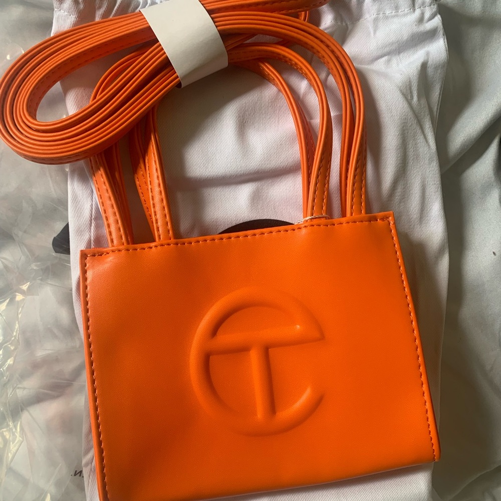 small orange telfar bag